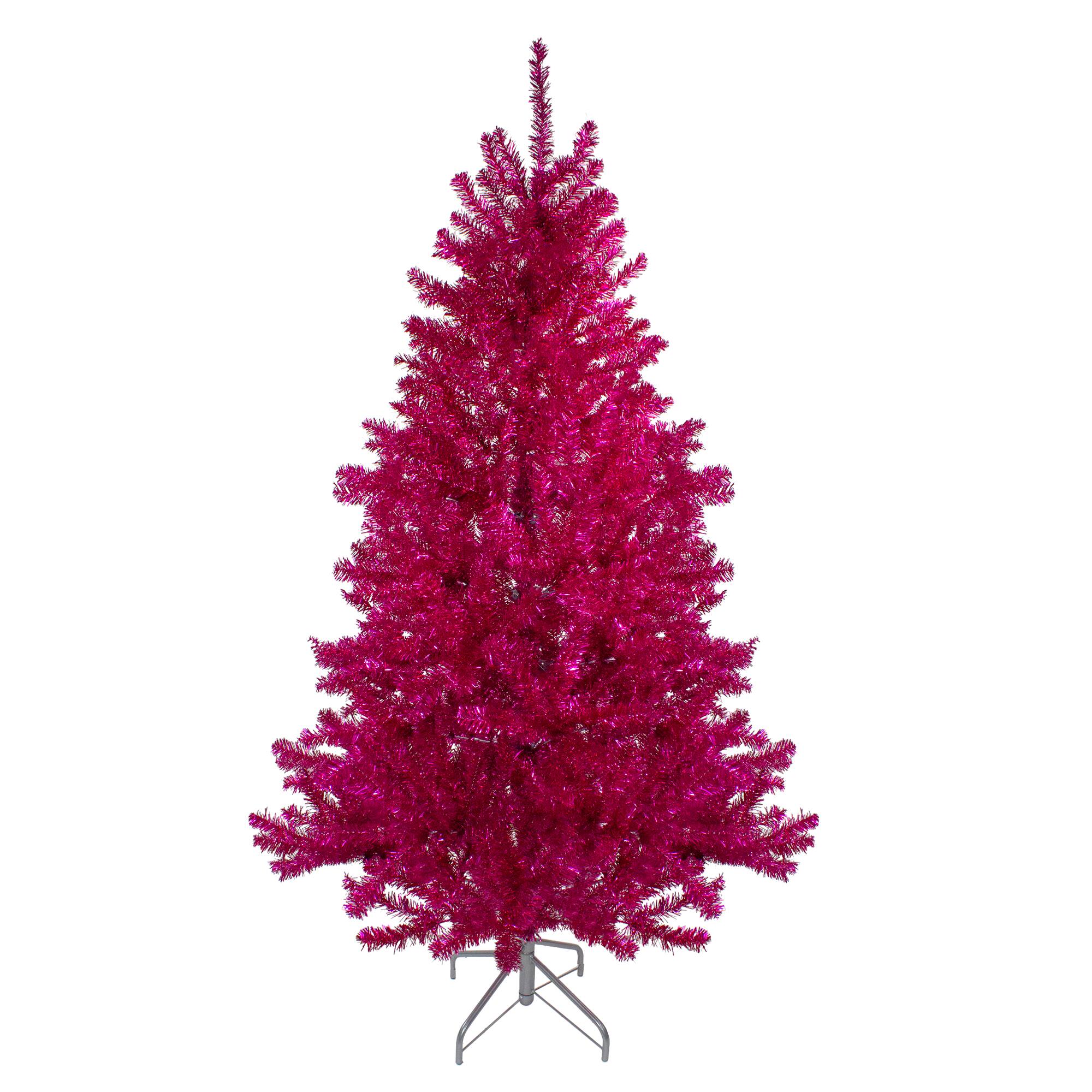 6ft. Unlit Metallic Pink Tinsel Artificial Christmas Tree